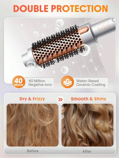 SHEGLAM HAIR فرشاة حرارية من It-Curl، فرشاة تجعيد الشعر 38 مم، فرشاة تكثيف ساخنة لتكثيف جذور الشعر وتجعيدات فضفاضة، فرشاة فرد أيونية، أسنان مشط مركبة مطورة حديثًا، وظيفة الأيونات السالبة، درجة حرارة بمستويين، العناية بالشعر دون إتلاف الشعر، فرشاة حرارية س