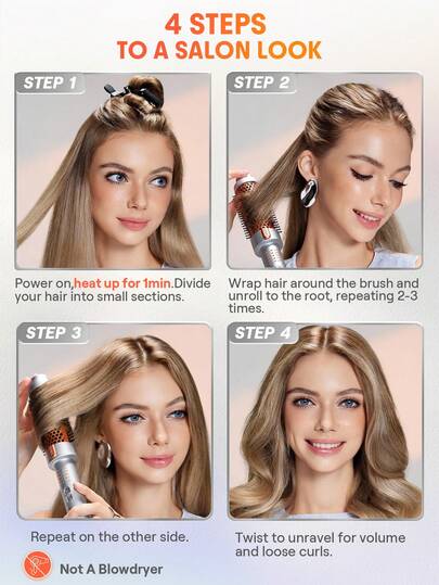 SHEGLAM HAIR فرشاة حرارية من It-Curl، فرشاة تجعيد الشعر 38 مم، فرشاة تكثيف ساخنة لتكثيف جذور الشعر وتجعيدات فضفاضة، فرشاة فرد أيونية، أسنان مشط مركبة مطورة حديثًا، وظيفة الأيونات السالبة، درجة حرارة بمستويين، العناية بالشعر دون إتلاف الشعر، فرشاة حرارية س