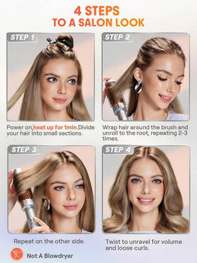 SHEGLAM HAIR فرشاة حرارية من It-Curl، فرشاة تجعيد الشعر 38 مم، فرشاة تكثيف ساخنة لتكثيف جذور الشعر وتجعيدات فضفاضة، فرشاة فرد أيونية، أسنان مشط مركبة مطورة حديثًا، وظيفة الأيونات السالبة، درجة حرارة بمستويين، العناية بالشعر دون إتلاف الشعر، فرشاة حرارية س