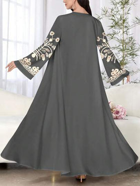 SHEIN Najma كارديجان أنيق بأكمام طويلة وطبعات زهرية للنساء، بتصميم عباءة عربية أنيقة، مناسب للربيع والخريف