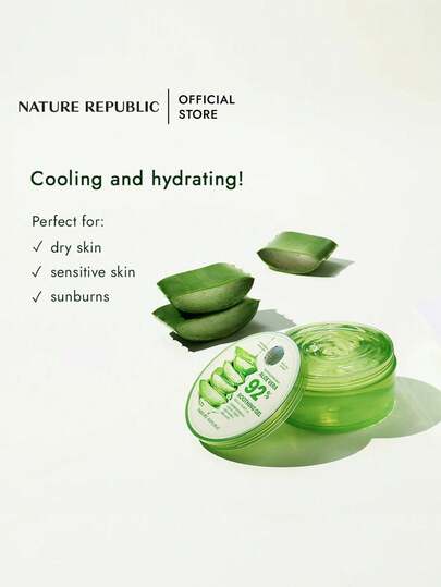 NATURE REPUBLIC جل الصبار المرطب المهدئ الجديد، ذو قوام الجيلي الشفاف، يبرد فوراً ويرطب ويهدئ، غطاء محكم لمنع التسرب، ينعش البشرة بعد التمرين، مثالي كأساس قبل المكياج، إنقاذ لمناخ جاف، للجسم والوجه، مستحضرات تجميل كورية، 300 مل/10.56 أونصة سائلة