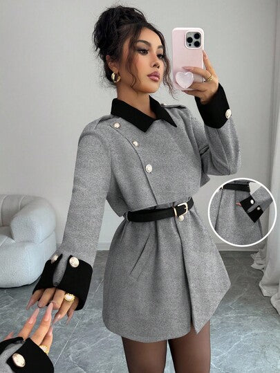 Elenzga معطف فاخر أنيق سميك للنساء