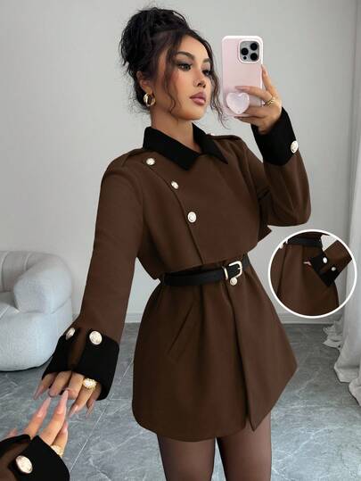Elenzga معطف فاخر أنيق وسميك للنساء