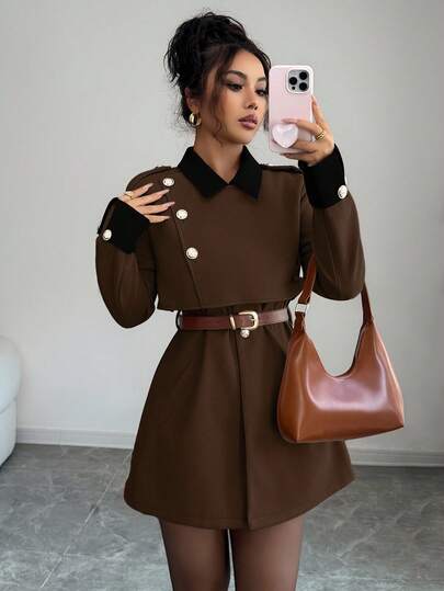 Elenzga معطف فاخر أنيق وسميك للنساء