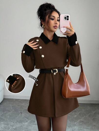 Elenzga معطف فاخر أنيق وسميك للنساء