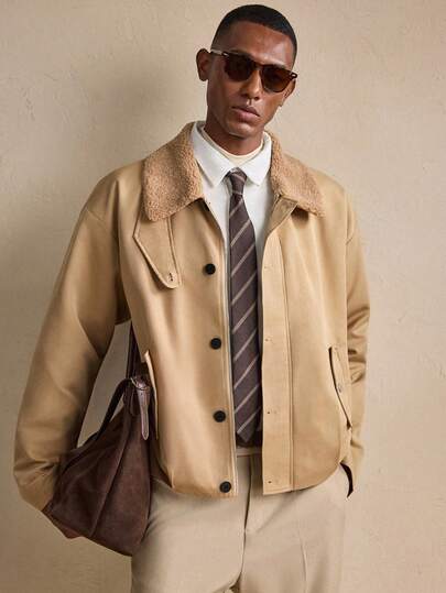 AKNOTIC Business Casual معطف طويل الأكمام متعدد الاستخدامات وعصري للرجال، مناسب للخريف والشتاء