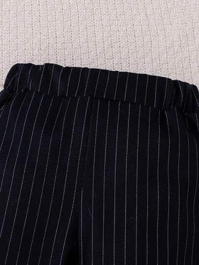 H HIBOBI مجموعة بدلة بولو للأطفال الصبيان - بدلة طويلة الأكمام مع ربطة عنق وبنطال مخطط (1-18 شهر)