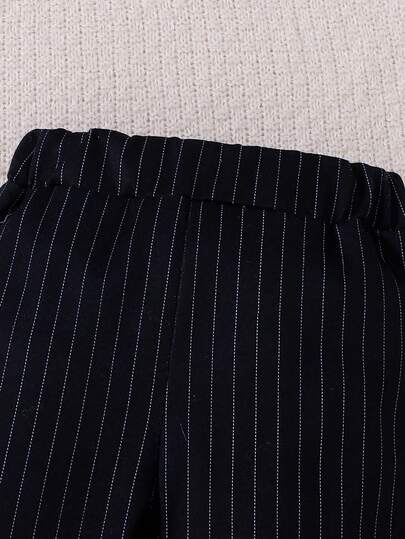 H HIBOBI مجموعة بدلة بولو للأطفال الصبيان - بدلة طويلة الأكمام مع ربطة عنق وبنطال مخطط (1-18 شهر)