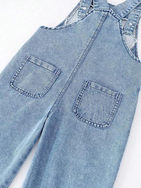 SHEIN ChillGRL سرهال جينز مزين بزهور ثلاثية الأبعاد للفتيات الصغيرات