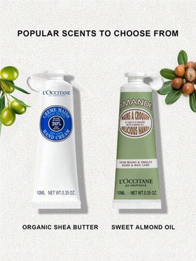 مجموعة هدايا كريم اليد من L'Occitane 4 قطع (كريم اليد المهدئ للوز 10مل*2 + كريم اليد بزبدة الشيا 10مل*2)