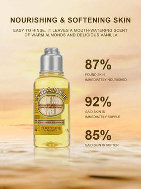 L'Occitane مجموعة هدايا زيت الاستحمام باللوز وكريم اليدين بزبدة الشيا (زيت الاستحمام باللوز 35مل*2 + كريم اليدين بزبدة الشيا 10مل*2) - 35مل