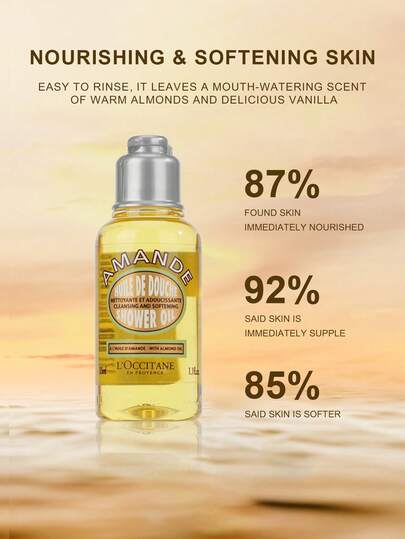 L'Occitane مجموعة هدايا زيت الاستحمام باللوز وكريم اليدين بزبدة الشيا (زيت الاستحمام باللوز 35مل*2 + كريم اليدين بزبدة الشيا 10مل*2) - 35مل