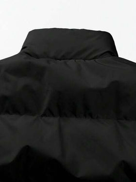 Manfinity Homme معطف طويل الأكمام مبطن مزود بسحاب للرجال كبار الحجم، معطف شتوي دافئ