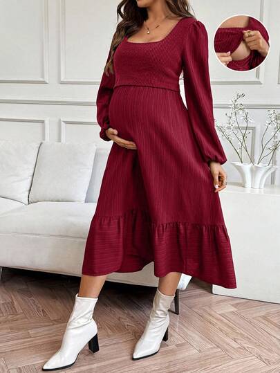 SHEIN فستان رضاعة كاجوال أحادي اللون ، خريفي