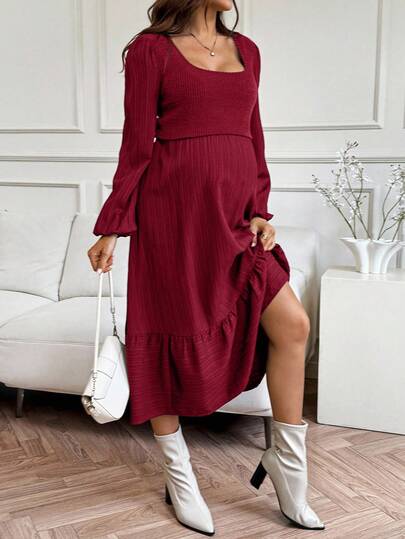 SHEIN فستان رضاعة كاجوال أحادي اللون ، خريفي