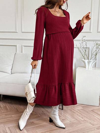 SHEIN فستان رضاعة كاجوال أحادي اللون ، خريفي