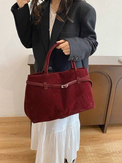حقيبة تسوق كبيرة السعة من الجلد المدبوغ بطراز رجعي، حقيبة كتف عصرية للاستخدام اليومي والعمل