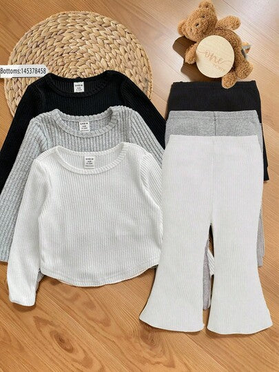 SHEIN LMoss Kids اشتر اثنين واحصل على واحد مجانًا، بدلة طفلة رضيعة كاجوال، بسيطة وجميلة، مع مواد مضادة للخلع، ملابس علوية T-شيرت متعدد الحزم بياقة مستديرة وهيم غير متماثل، مناسب لحفلات عيد الميلاد، حفلات المساء، العروض، حفلات الزفاف، المعمودية، حفلات الاف