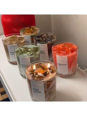 1/2 عبوة شموع معطرة بأكواب الجيلي (رائحة الماتشا/القهوة)، شموع شمع الصويا اليدوية/شموع العلاج بالروائح، للاسترخاء وتخفيف التوتر، مناسبة لديكور المنزل وغرفة النوم، هدايا الشموع، هدايا العطلات، هدايا عيد الميلاد، هدايا للنساء، ديكور الزفاف