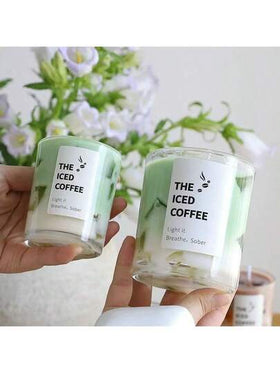 1/2 عبوة شموع معطرة بأكواب الجيلي (رائحة الماتشا/القهوة)، شموع شمع الصويا اليدوية/شموع العلاج بالروائح، للاسترخاء وتخفيف التوتر، مناسبة لديكور المنزل وغرفة النوم، هدايا الشموع، هدايا العطلات، هدايا عيد الميلاد، هدايا للنساء، ديكور الزفاف