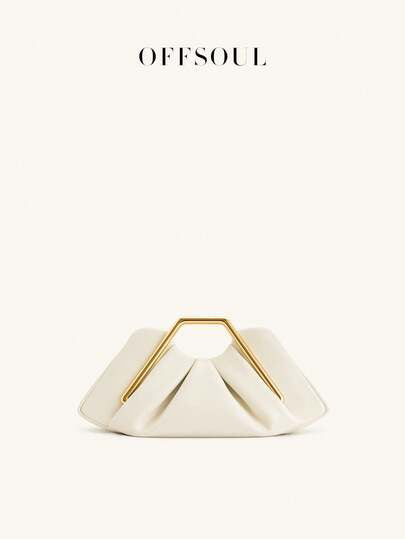 حقيبة كلاتش سحابة مجعدة غير متماثلة بطراز قديم، حقيبة يد معدنية فريدة، حقيبة كلاتش عتيقة راقية للحفلات والمناسبات