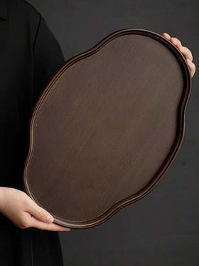 1 صينية متعددة الاستخدامات - صينية شاي مغطاة بشكل غير متماثل عتيقة، مناسبة للمنزل والمكتب والفندق أو كهدية ديكورية، خاصة مناسبة لغرفة المعيشة أو غرفة النوم أو مناسبات حفلات الشاي، اكسسوار حفلات الشاي، صينية ديكورية، مصنوعة من الخيزران