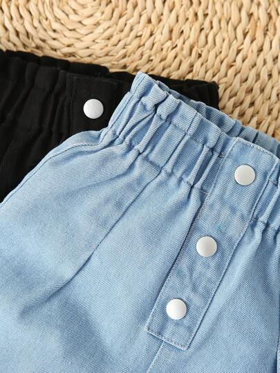 SHEIN مجموعة من 2 بنطال جينز مقلوب للفتيات الصغيرات، فضفاض وبخصر مكشكش، متعدد الاستخدامات للمدرسة والخارج والشارع والحفلات والاستخدام اليومي والعطلات والتنقل، مناسب للخريف والشتاء