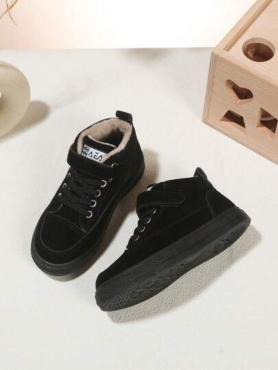 بوت شتوية للأطفال، بوت عالية الكاحل من الجلد الأحمر مع بطانة من الصوف، تصميم بسحاب وحلقة، بوت كاحل دافئة مانعة للانزلاق، مناسبة للأنشطة الخارجية في الشتاء البارد (ينصح بشراء مقاس أكبر بمقدار واحد)