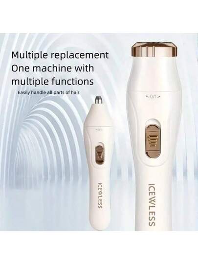 طقم إزالة الشعر الكهربائي 3 في 1 - ماكينة حلاقة شعر الوجه قابلة للشحن عبر USB، ماكينة تنظيف شعر الأنف، ماكينة إزالة شعر الإبط والساق والأنف، هدية مثالية للنساء، السعة البطارية: 150مللي أمبير