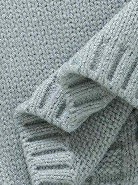 SHEIN مجموعة كنزة صوفية خضراء للرضيع حديث الولادة: كارديجان بأكمام طويلة وياقة مستديرة مع جيوب + رومبير مخططة بحمالات