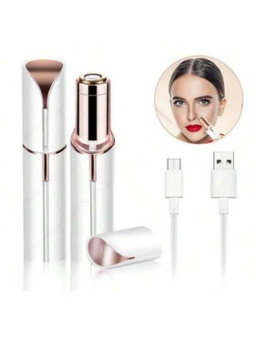 جهاز إزالة الشعر الكهربائي للنساء بدون ألم، قابل للشحن عبر USB مع ضوء LED، تصميم إرجونومي لإزالة الشعر من الوجه والشفاه والساقين، يأتي مع كابل شحن USB وفرشاة تنظيف، أداة تجميل محمولة وعالية الجودة