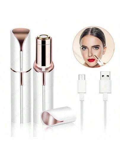 جهاز إزالة الشعر الكهربائي للنساء بدون ألم، قابل للشحن عبر USB مع ضوء LED، تصميم إرجونومي لإزالة الشعر من الوجه والشفاه والساقين، يأتي مع كابل شحن USB وفرشاة تنظيف، أداة تجميل محمولة وعالية الجودة