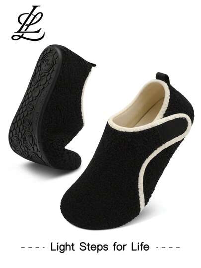 Leisfit نعال منزلية واسعة للنساء، أحذية مريحة خفيفة الوزن بتصميم كلاسيكي قابلة للتعديل، ذات ألوان سادة وأسطح مانعة للانزلاق، جوارب نعال قابلة للغسيل، مناسبة للاستخدام الداخلي والخارجي في فصلي الخريف والشتاء