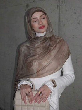 وشاح رأس بطبعة مائية بأسلوب بوهيمي، وشاح واقي من الشمس، شال متعدد الاستخدامات أنيق، مناسب للارتداء اليومي، ويمكن استخدامه أيضًا كإكسسوار فستان