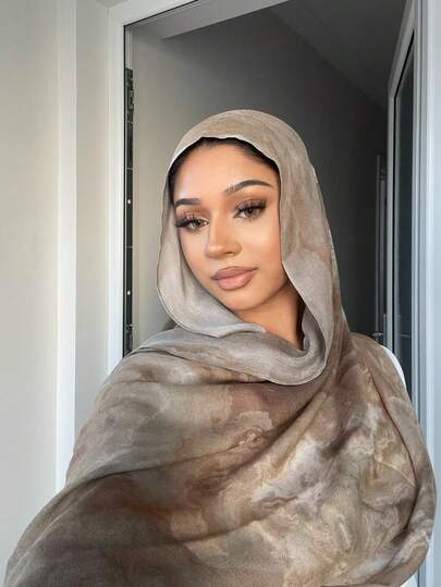 وشاح رأس بطبعة مائية بأسلوب بوهيمي، وشاح واقي من الشمس، شال متعدد الاستخدامات أنيق، مناسب للارتداء اليومي، ويمكن استخدامه أيضًا كإكسسوار فستان