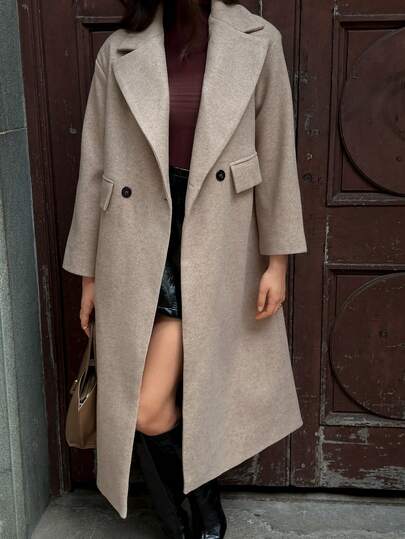 SHEIN LUNE معطف طويل كاجوال بياقة