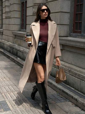 SHEIN LUNE معطف طويل كاجوال بياقة