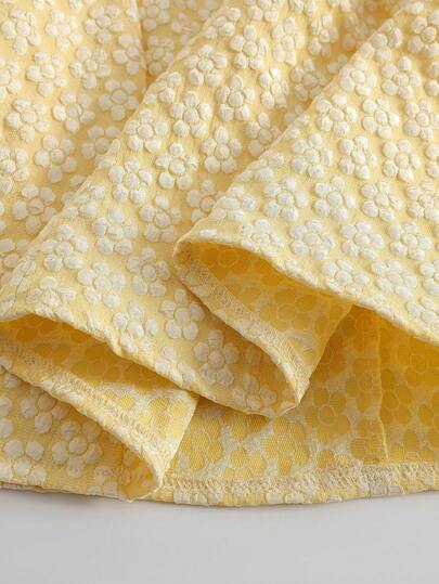 SHEIN Vintaside Kids فستان من قماش الجاكار ذو طراز أميرة حلو مطرز بياقة بيتر بان، أكمام طويلة وذيل غير متماثل، أنيق للحفلات وأعياد الميلاد والمناسبات، مناسب لجميع المواسم