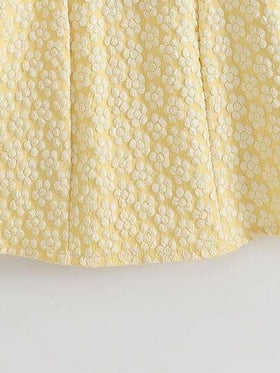 SHEIN Vintaside Kids فستان من قماش الجاكار ذو طراز أميرة حلو مطرز بياقة بيتر بان، أكمام طويلة وذيل غير متماثل، أنيق للحفلات وأعياد الميلاد والمناسبات، مناسب لجميع المواسم