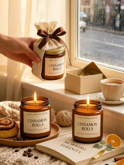 شموع معطرة هدايا الخريف - شموع عطرية من شمع الصويا للاسترخاء، ديكور غرفة نوم بني للخريف وهدايا عيد ميلاد وزفاف للنساء.
