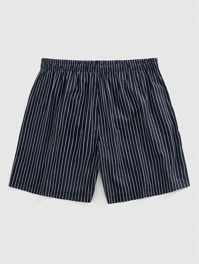 ROMWE MEN Casual شورت رجالي مخطط بحبال شد