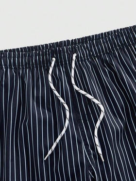 ROMWE MEN Casual شورت رجالي مخطط بحبال شد