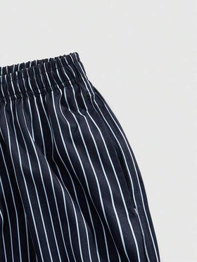 ROMWE MEN Casual شورت رجالي مخطط بحبال شد