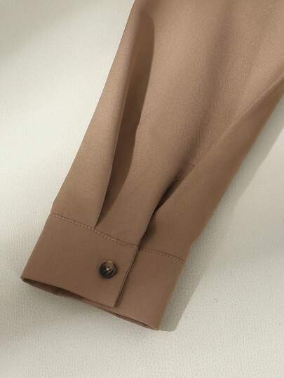 SHEIN Franclia جمبسوت نسائية كاجوال متعددة الاستخدامات، بياقة قميص، أكمام طويلة، مربوطة بحزام، ساقين واسعتين، موسم الخريف