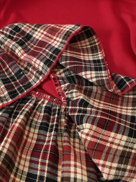 Elladie kids فستان بناتي، بلوزة كاجوال بأكمام طويلة وطرف تنورة مربع، فستان بنمط المدرسة مع طوق مضلع وطرف تنورة مربع، بلوزة فستان بأكمام طويلة، للربيع/الخريف