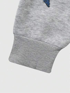 SHEIN Casuvi Kids طقم هودي بنقشة نجوم ذو لون أحادي للبنات، خريف/شتاء