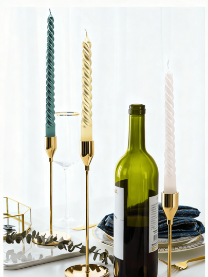 4 قطع / مجموعة شمع شمعة شمعة ملتوية مطلية بالكهرباء بطول 25 سم، شموع رفيعة مستقيمة أنيقة بأنماط ملتوية معقدة، وقت احتراق طويل ولهب ثابت، معبأة في صندوق هدايا شفاف، مثالية لديكور عيد الميلاد، وترتيبات الزفاف، وأجواء حفلات العشاء، والتجمعات العطلات، وديكور