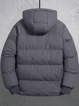 Manfinity Homme معطف رجالي فضفاض مبطن بسحاب وكابوشون وأكمام طويلة بدون كنزة صوفية، معطف شتوي للرجال