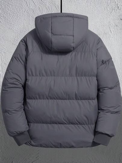 Manfinity Homme معطف رجالي فضفاض مبطن بسحاب وكابوشون وأكمام طويلة بدون كنزة صوفية، معطف شتوي للرجال