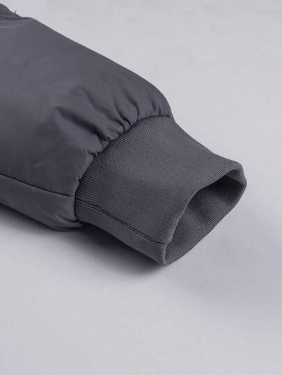 Manfinity Homme معطف رجالي فضفاض مبطن بسحاب وكابوشون وأكمام طويلة بدون كنزة صوفية، معطف شتوي للرجال